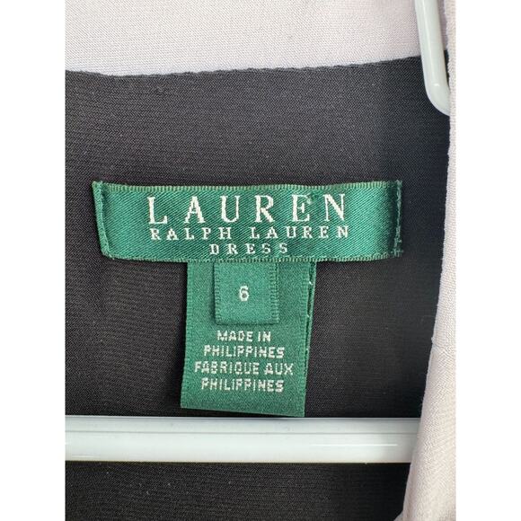 Lauren Ralph Lauren Ruffle Side Bodycon Dress Women's Size 6 Black/White Trim - Picture 10 of 12